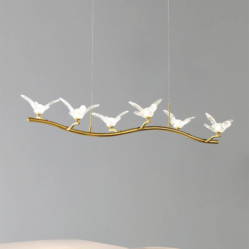 modern luxury crystal chandelier with led bird lamp - vue 3 sur 9