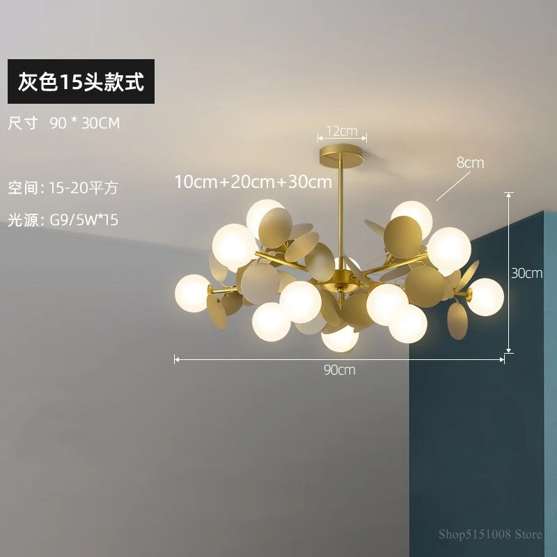 suspension à led design nordique avec fleurs décoratives en acrylique - vue 16 sur 24