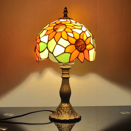 Vintage Tiffany glass sunflowers desk lamp for gifts - vue 2 sur 13