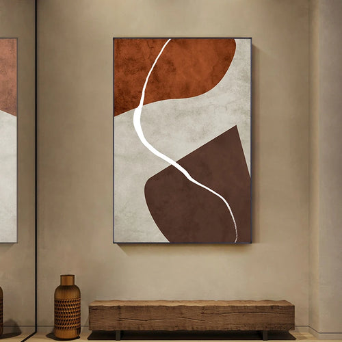 Modern abstract wall painting in minimalist geometric blocks - vue 2 sur 9