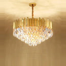 Art deco crystal chandelier in stainless steel with LED lighting