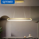 Modern rectangular LED pendant light with remote control