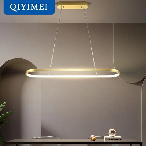 Modern rectangular LED pendant light with remote control - vue 2 sur 12