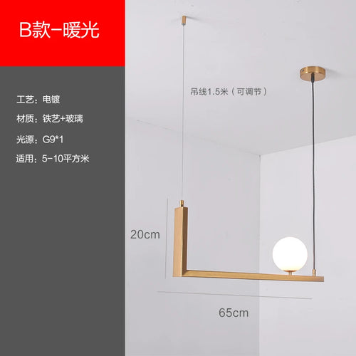 Modern iron and glass pendant light for interior decoration - vue 9 sur 9
