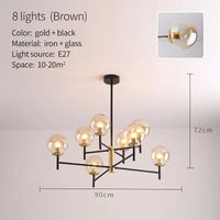 Nordic industrial 6-light glass bubble chandelier