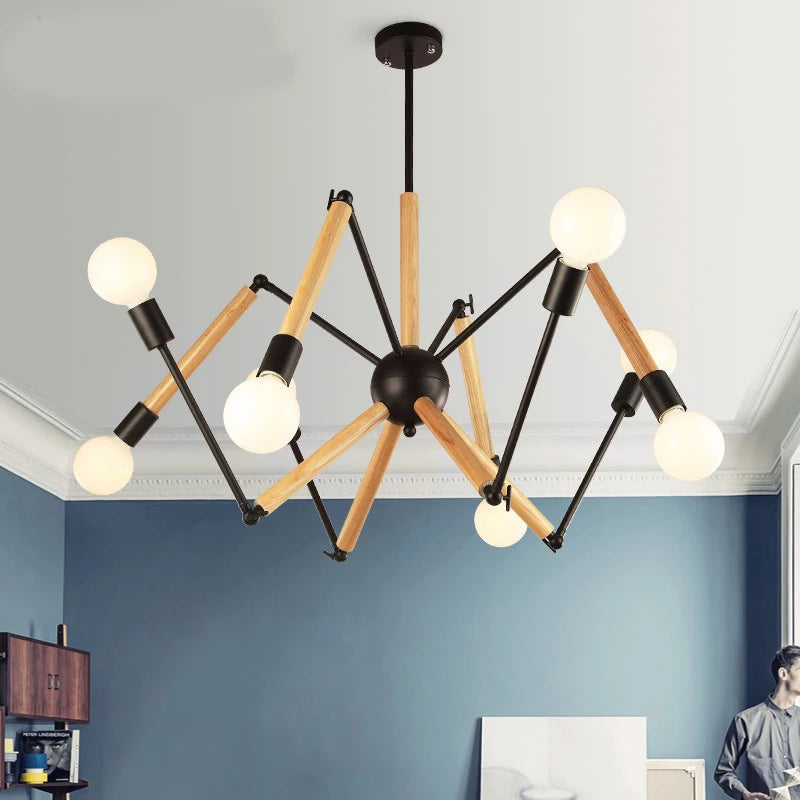 Modern style solid wood chandelier creative post-modern spider lamp