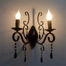 Vintage metal and crystal double head wall light