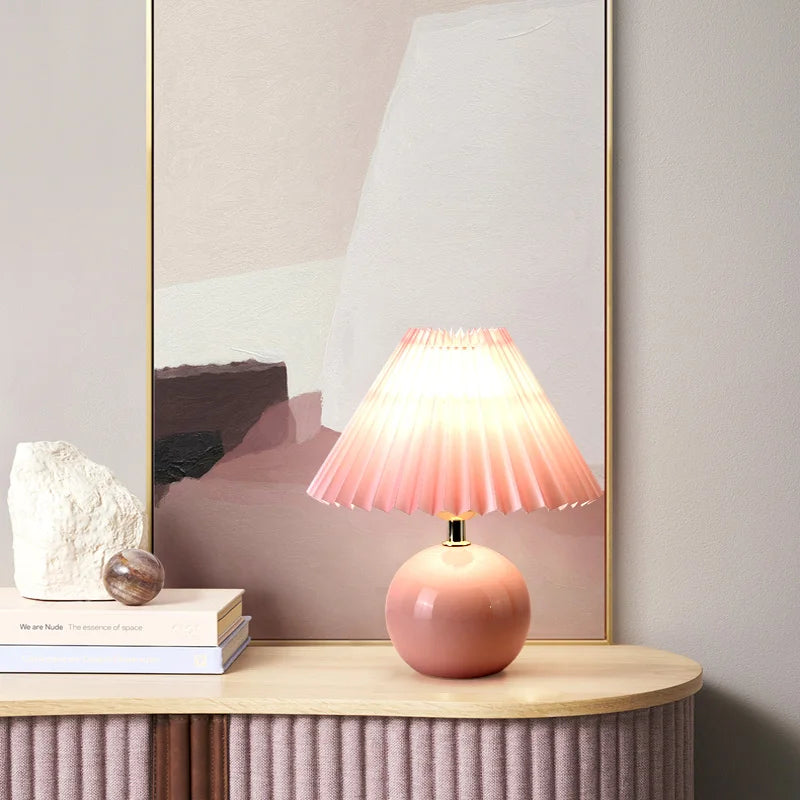 Modern ceramic bedside lamp for desk and creative night light