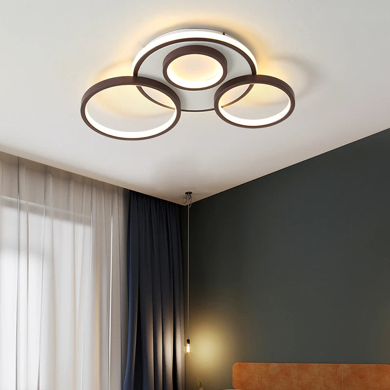 Modern wooden and aluminium LED chandelier for indoor lighting - vue 4 sur 18