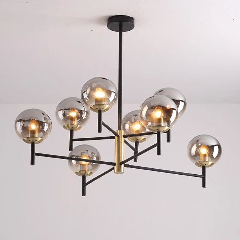 Nordic industrial 6-light glass bubble chandelier