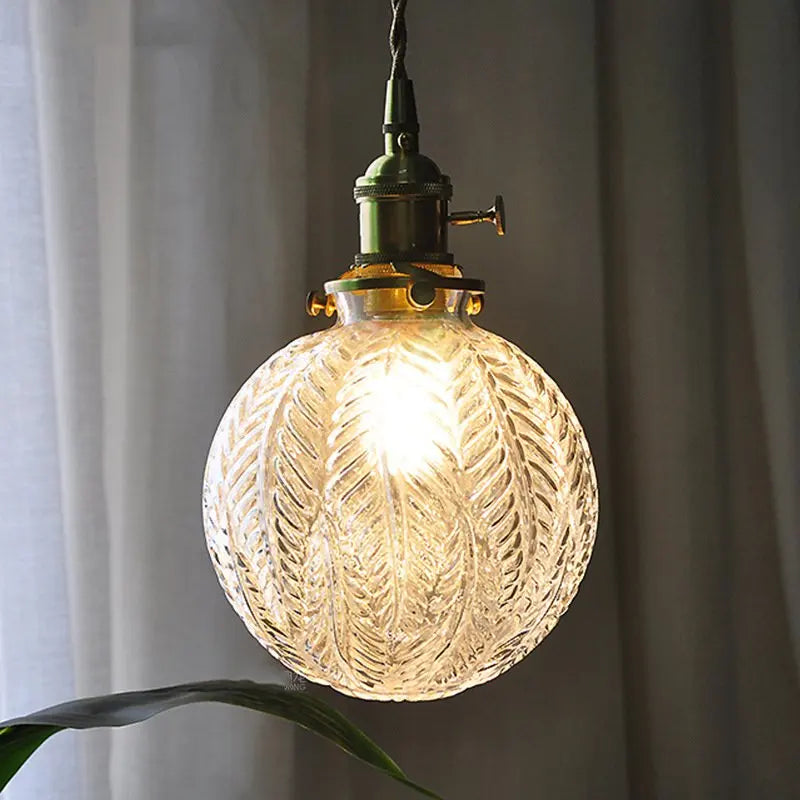 Retro glass and copper pendant light nordic decorative style