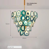 Modern designer chandelier with coloured agate for interiors