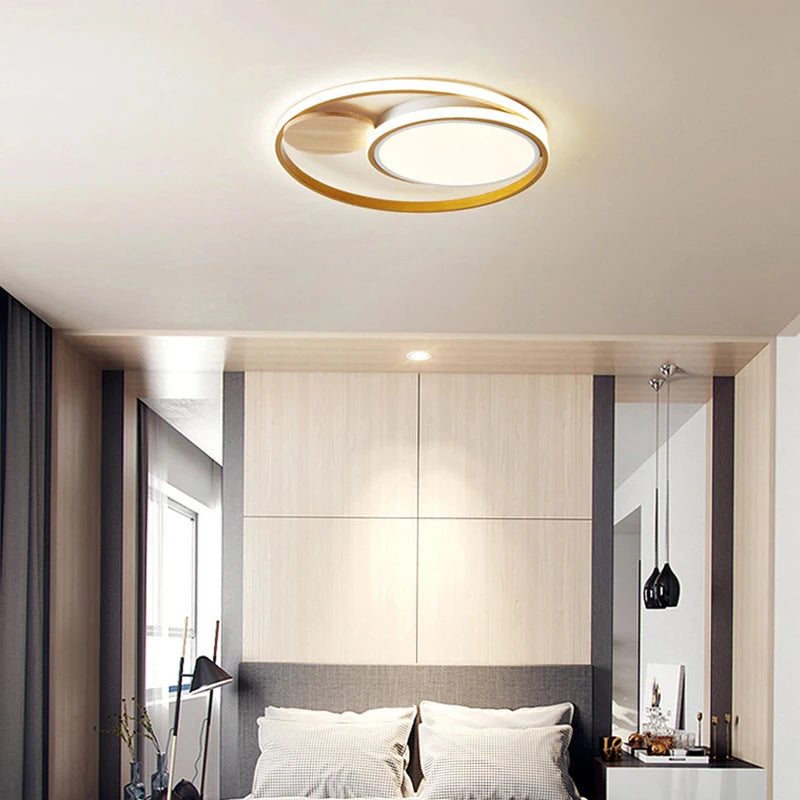 Modern Japanese style LED wooden and acrylic ceiling lights - vue 3 sur 8
