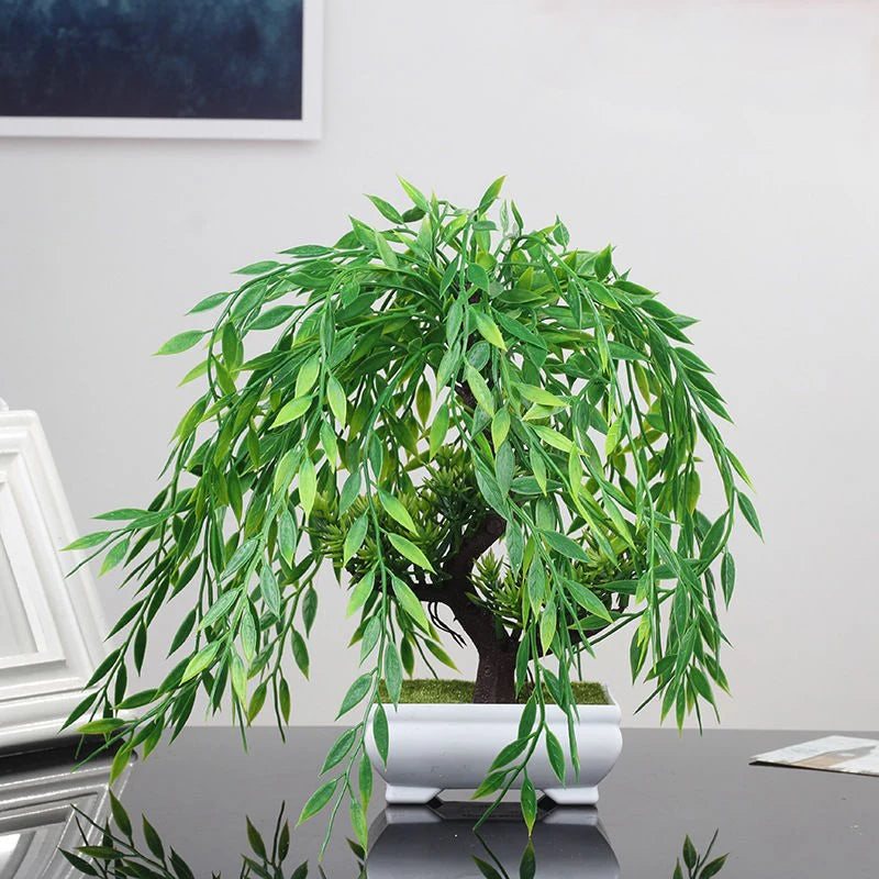 Artificial potted mini bonsai tree for indoor and outdoor decoration