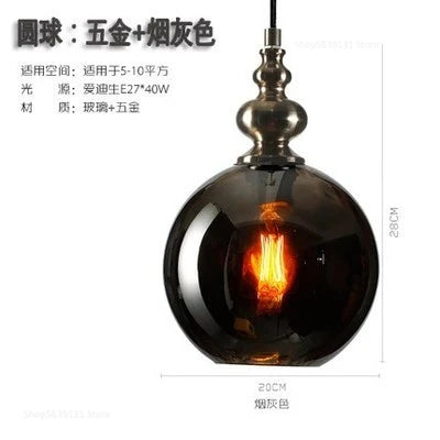 Nordic retro decorative water grain glass pendant light - vue 11 sur 21