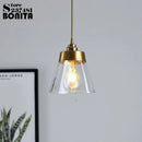 Elegant and luxurious retro brass and glass pendant light