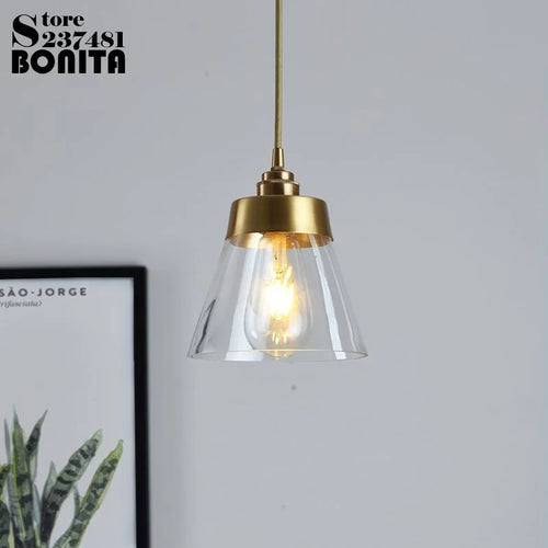 Elegant and luxurious retro brass and glass pendant light