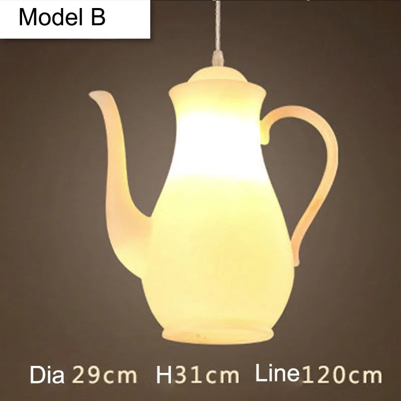 Resin pendant light with teacup and teapot - vue 7 sur 7