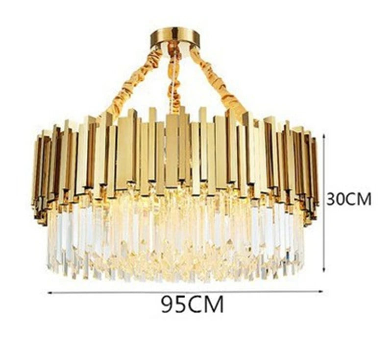 Modern crystal chandelier with large LED pendant lamp - vue 14 sur 15