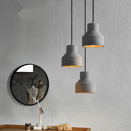 industrial style concrete pendant light for modern decoration - vue 3 sur 13