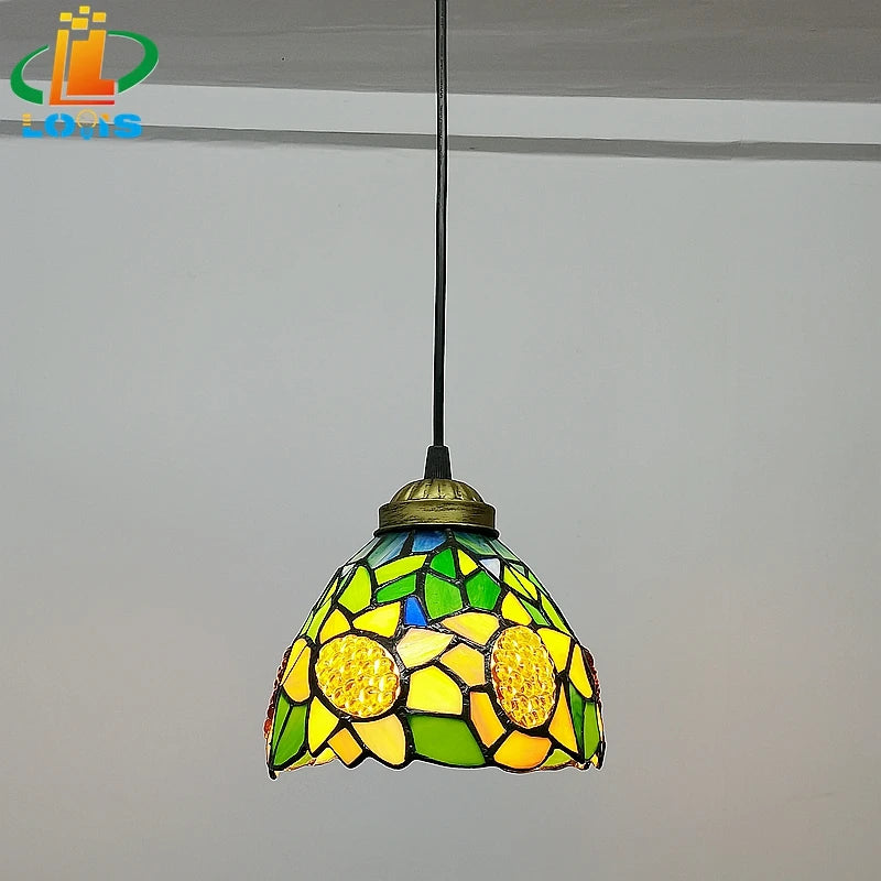 Vintage glass sunflower chandelier tiffany style for bar