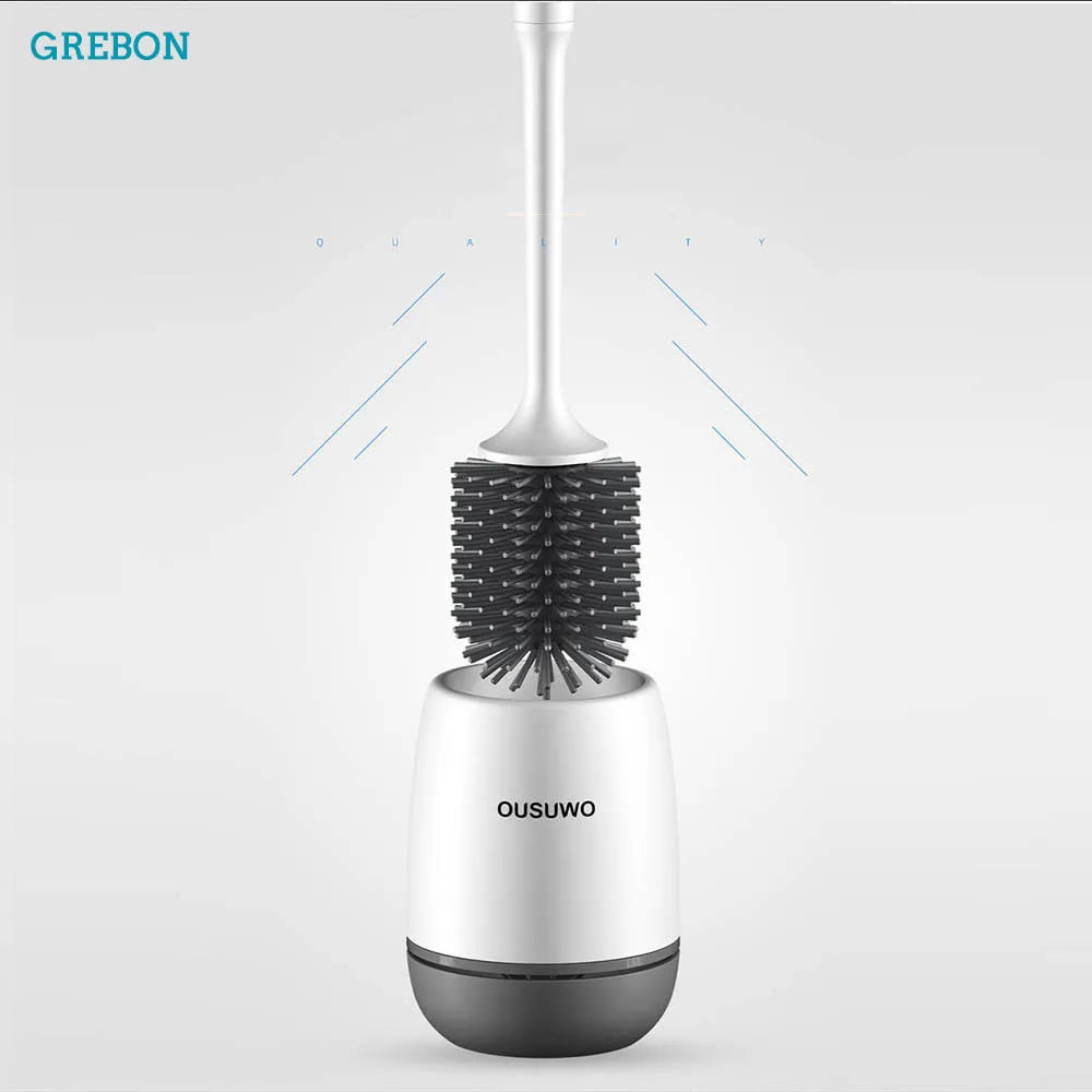 Self-cleaning silicone toilet brush holder for bathroom