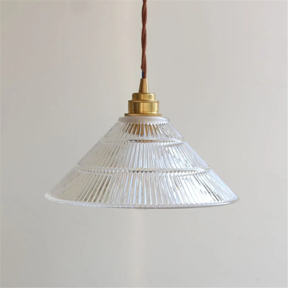 Modern loft LED pendant light in glass and brass - vue 4 sur 6