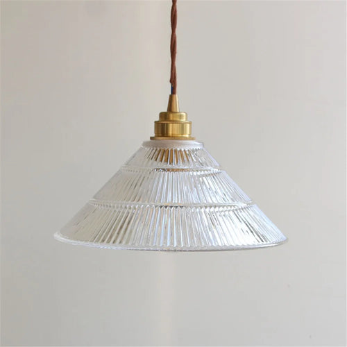 Modern loft LED pendant light in glass and brass - vue 5 sur 6