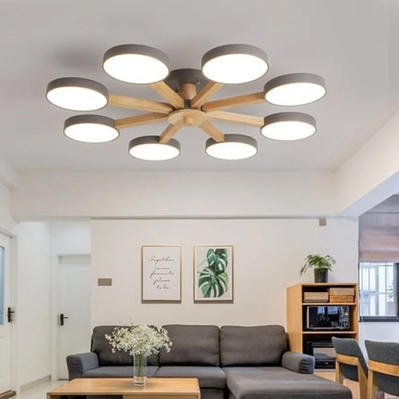 Wooden LED ceiling light for a warm and modern atmosphere