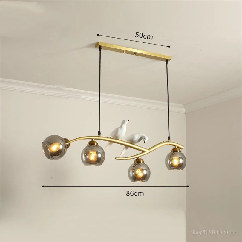 Nordic bird lamp modern chandelier with glass LED shade - vue 6 sur 14