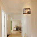 Modern glass and black metal double head wall light