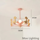 Wooden giraffe LED pendant light for children