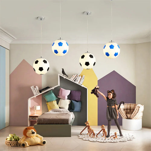 E27 football glass pendant light basketball design - vue 3 sur 10