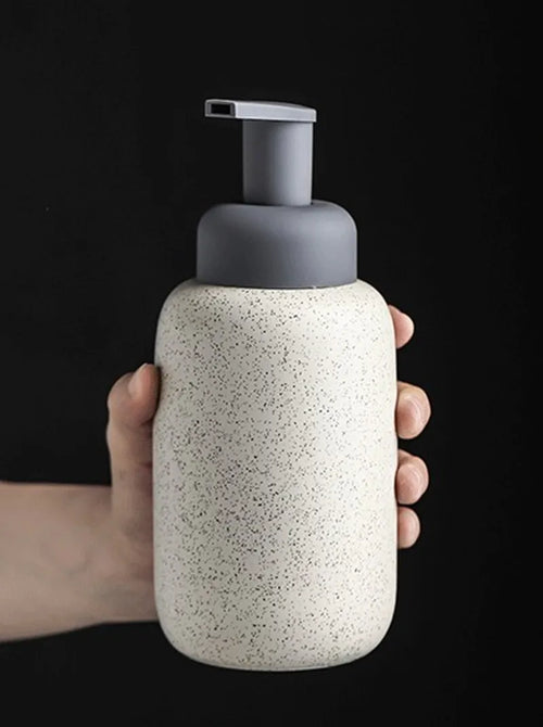 ceramic soap dispenser pressing foam for bathroom - vue 5 sur 18