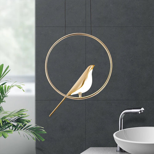 Gold plated modern adjustable novelty bird LED pendant light - vue 5 sur 18