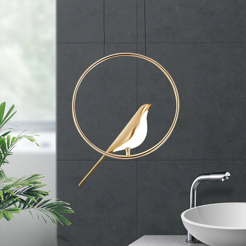 Gold plated modern adjustable novelty bird LED pendant light - vue 4 sur 18