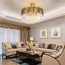 Modern crystal chandelier with large LED pendant lamp