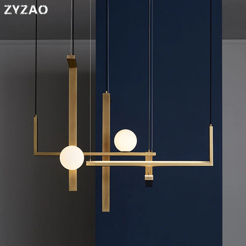 Modern iron and glass pendant light for interior decoration - vue 3 sur 9