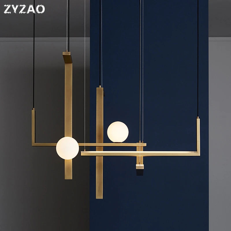 Modern iron and glass pendant light for interior decoration