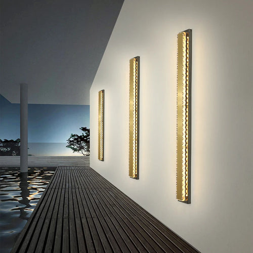 Luxury gold long waterproof wall light for outdoor ambiance - vue 2 sur 10
