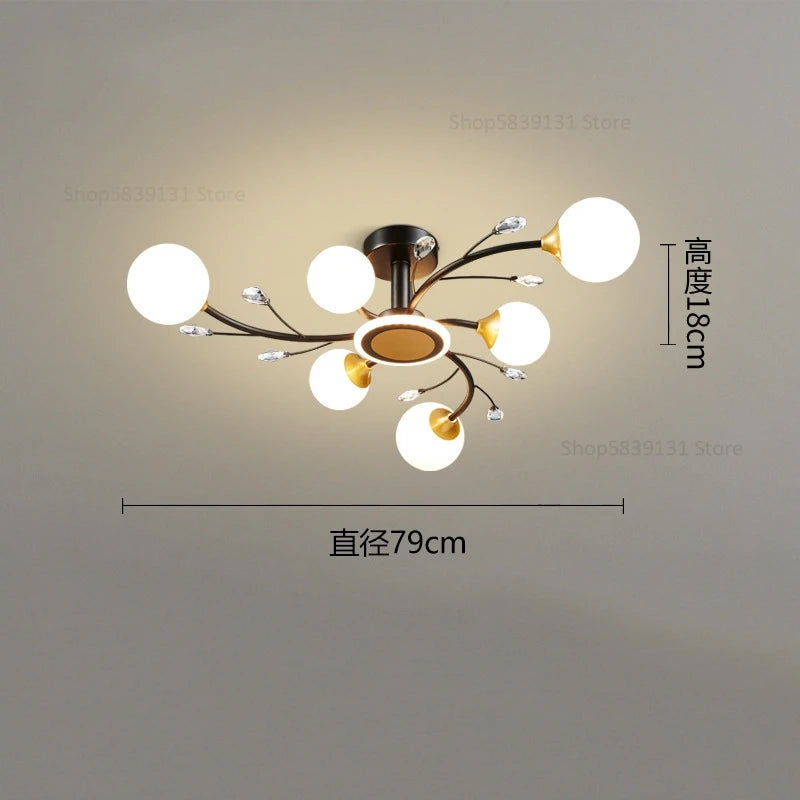 Modern vintage-style crystal glass ceiling light with LED lighting