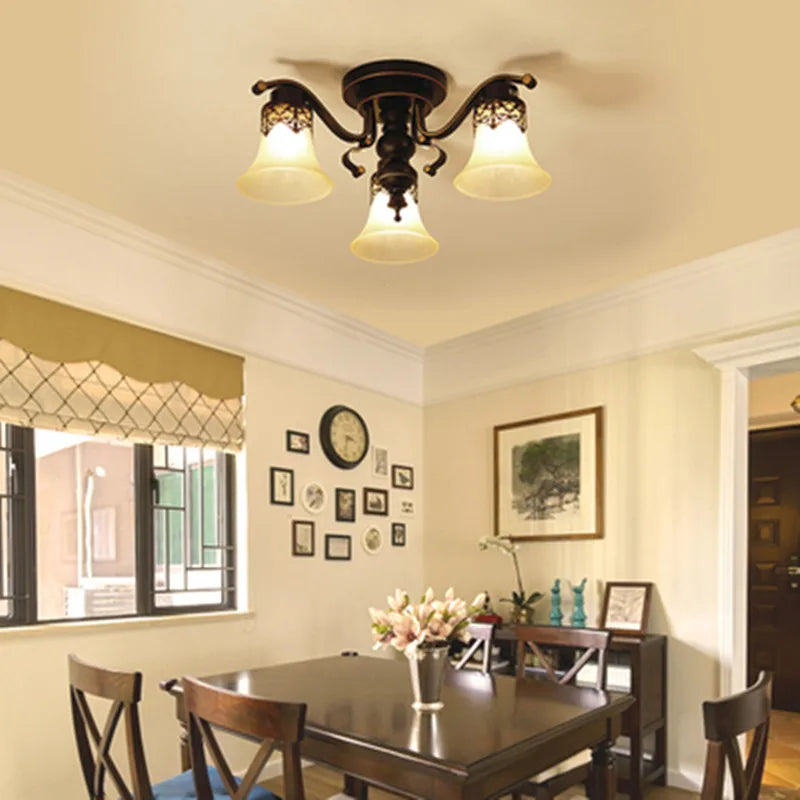 Vintage glass and metal retro ceiling light - vue 4 sur 10