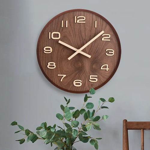 Chinese wooden wall clock Nordic style modern decor - vue 2 sur 9