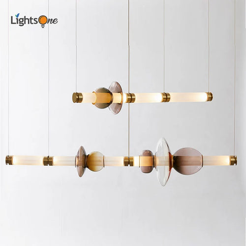 Modern glass pendant light for living room, duplex, hall or staircase - vue 2 sur 11