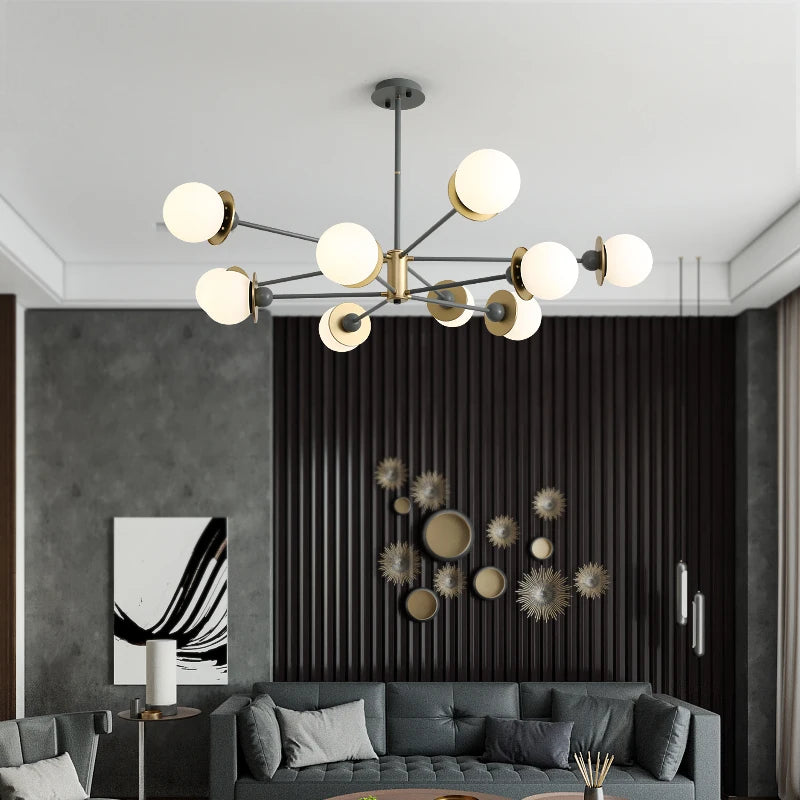 Modern glass ball chandelier for decorative indoor lighting - vue 3 sur 10