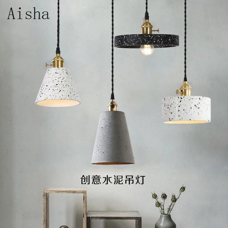 Industrial cement pendant light for table and bar - vue 4 sur 23