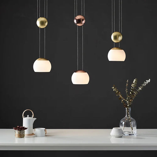 Adjustable designer Nordic glass pendant light loft style - vue 3 sur 8