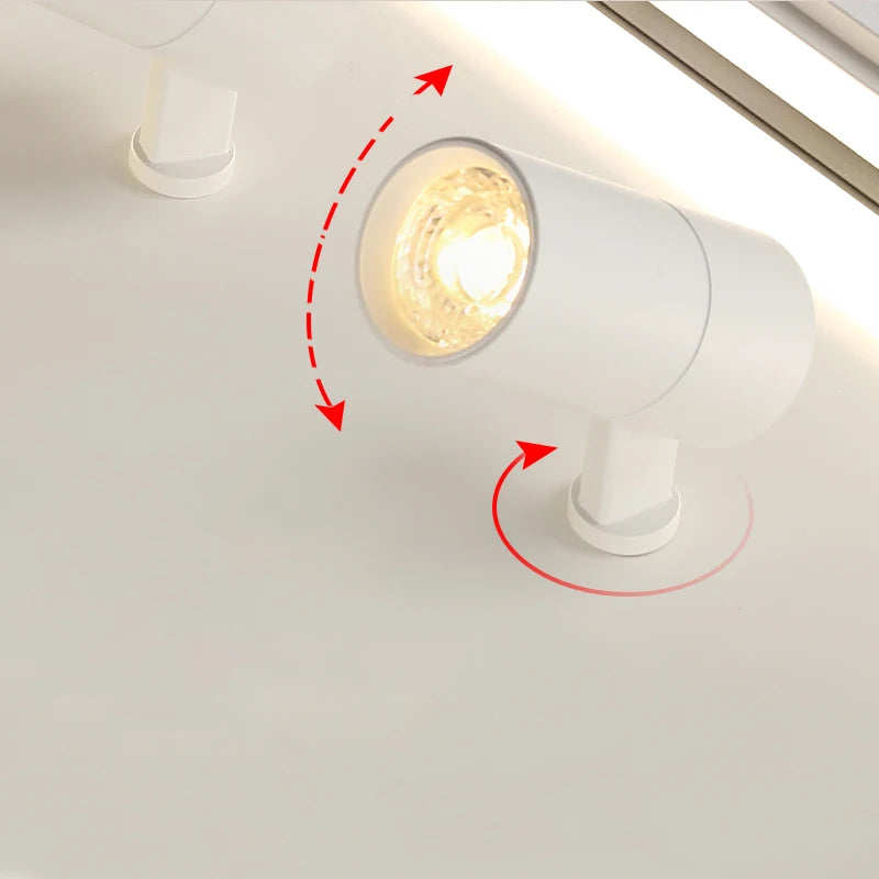Modern LED ceiling light for living room, bedroom, indoor round, square or rectangular surface mounted lighting - vue 6 sur 16