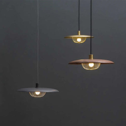 Nordic wood grain hat chandelier - vue 2 sur 12