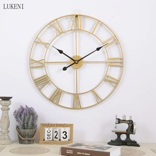 3D retro round wall clock roman numerals home decor - vue 11 sur 11